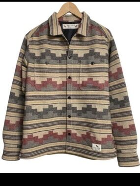 NEIGHBORHOOD Tipi Wool Rug Shirt Jacket Men Size L Woven Long Sleeve NEW RARE